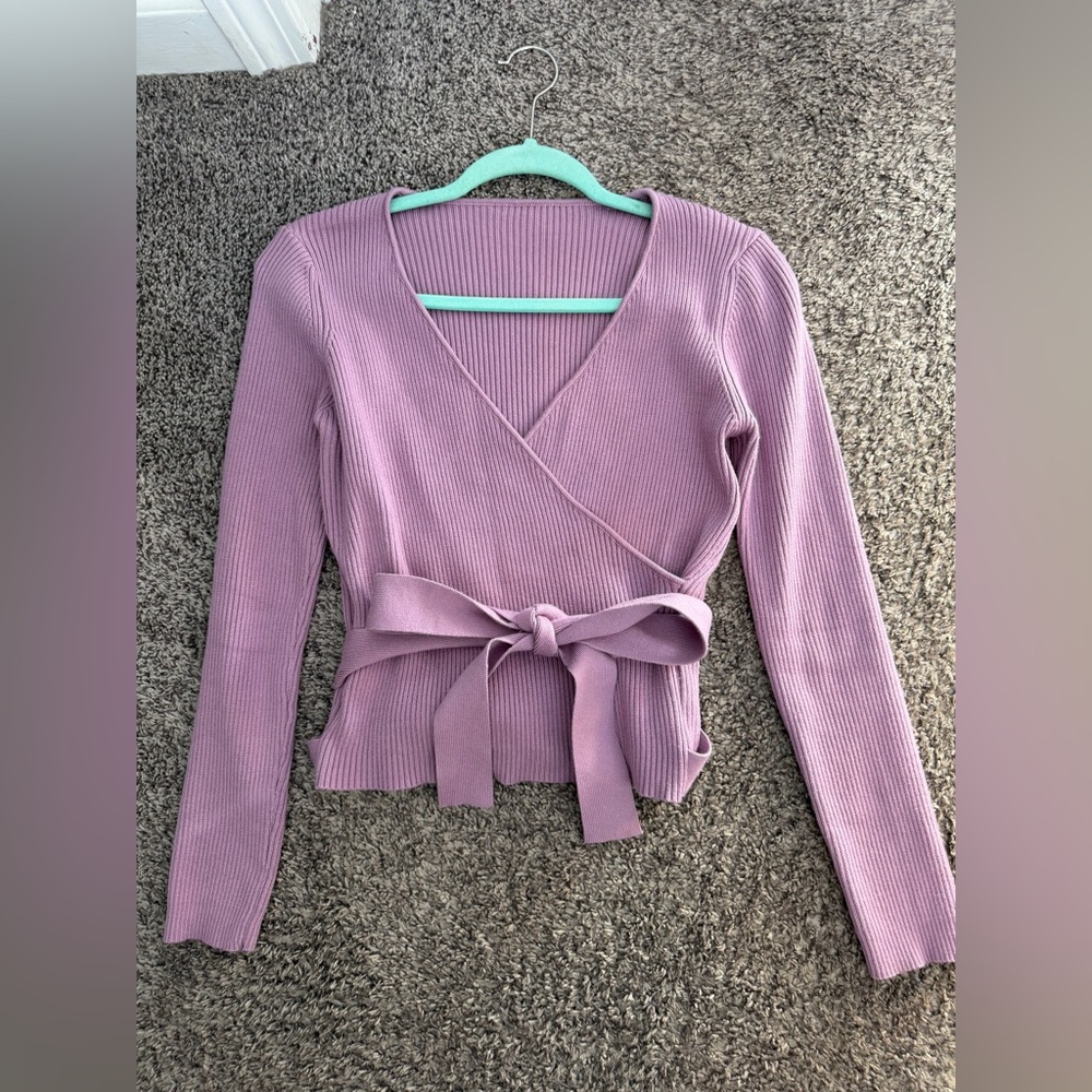 Chicwish Lilac Wrap Sweater & Floral Inky Tulle Midi Skirt Set Size M/L - Picture 12 of 16